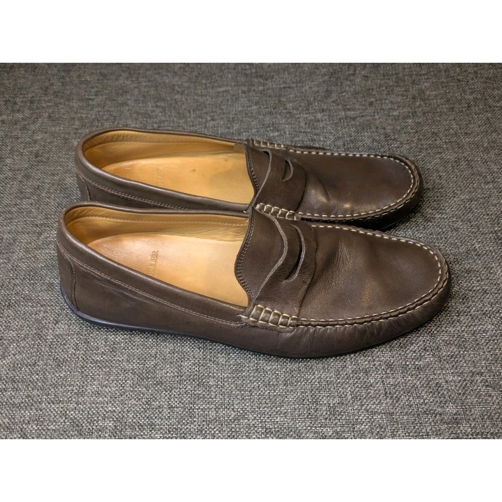 Austen Heller Shoes Mens Brown Leather Penny Loafer Slip On Driving Size 9